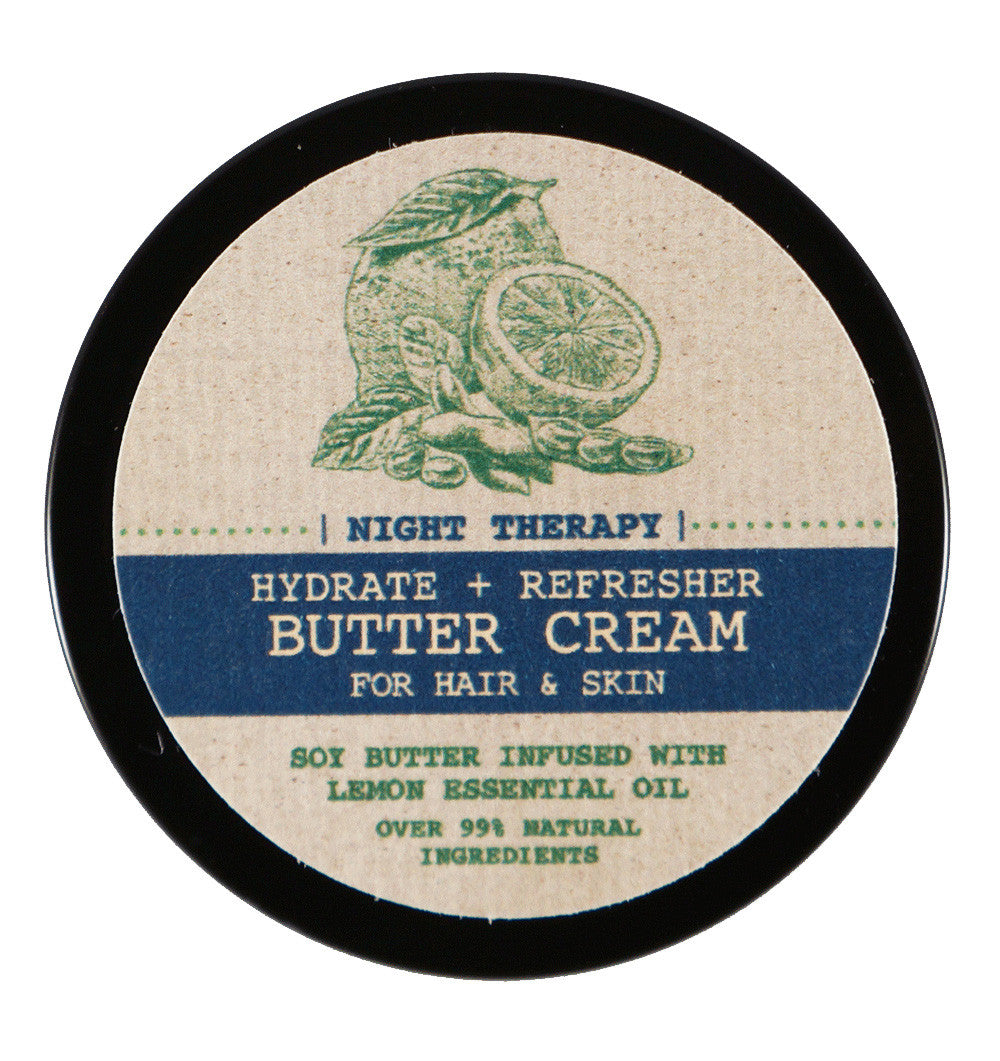 Hydrate + Refresher (Night Therapy) Shea Butter Cream with Lemons and Soybean for Natural Hair, Skin, and Nails